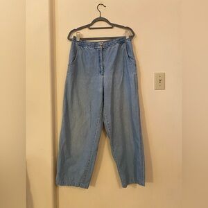 Crossroads 100% Cotton Light Wash Wide Leg Denim Pants Size M